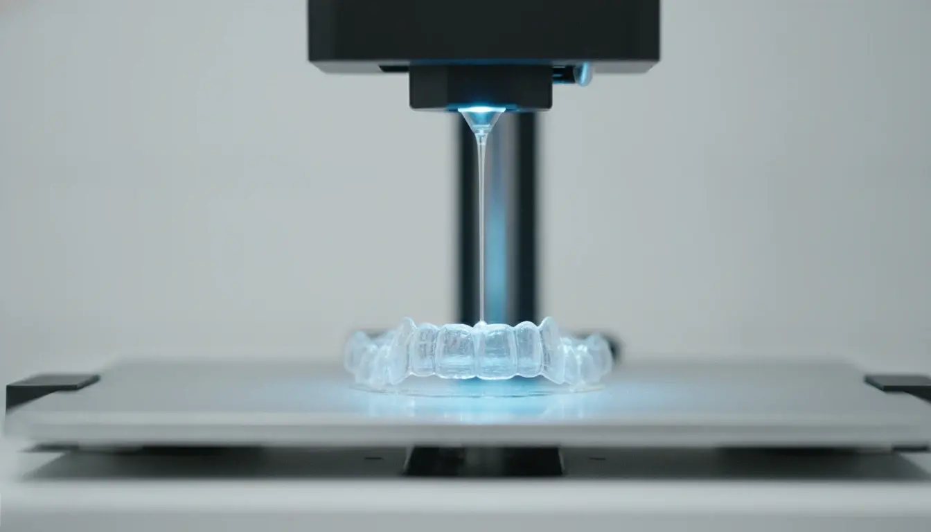 A-dental-3D-printer-fabricating-a-clear-aligner-with-precision-resin-curing