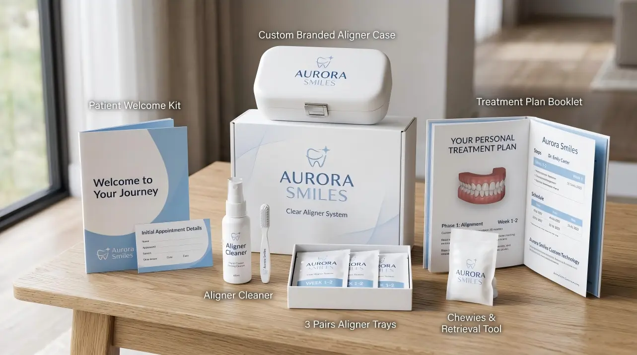 Best-Smile-Tech-private-label-clear-aligner-product-showcase-with-custom-branded-packaging